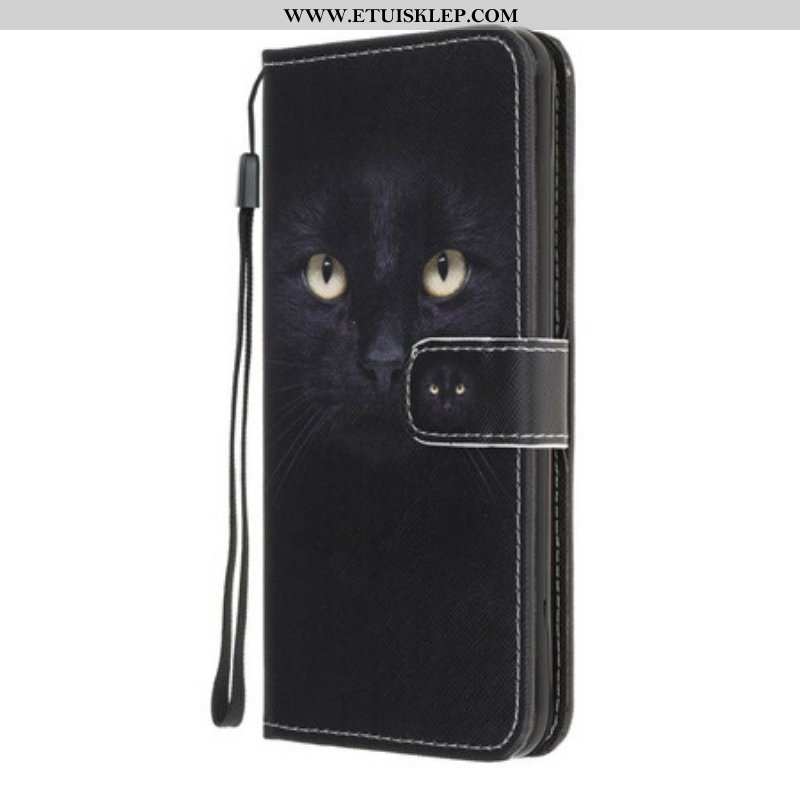 Etui Folio do iPhone 13 Mini z Łańcuch Czarne Kocie Oczy W Paski